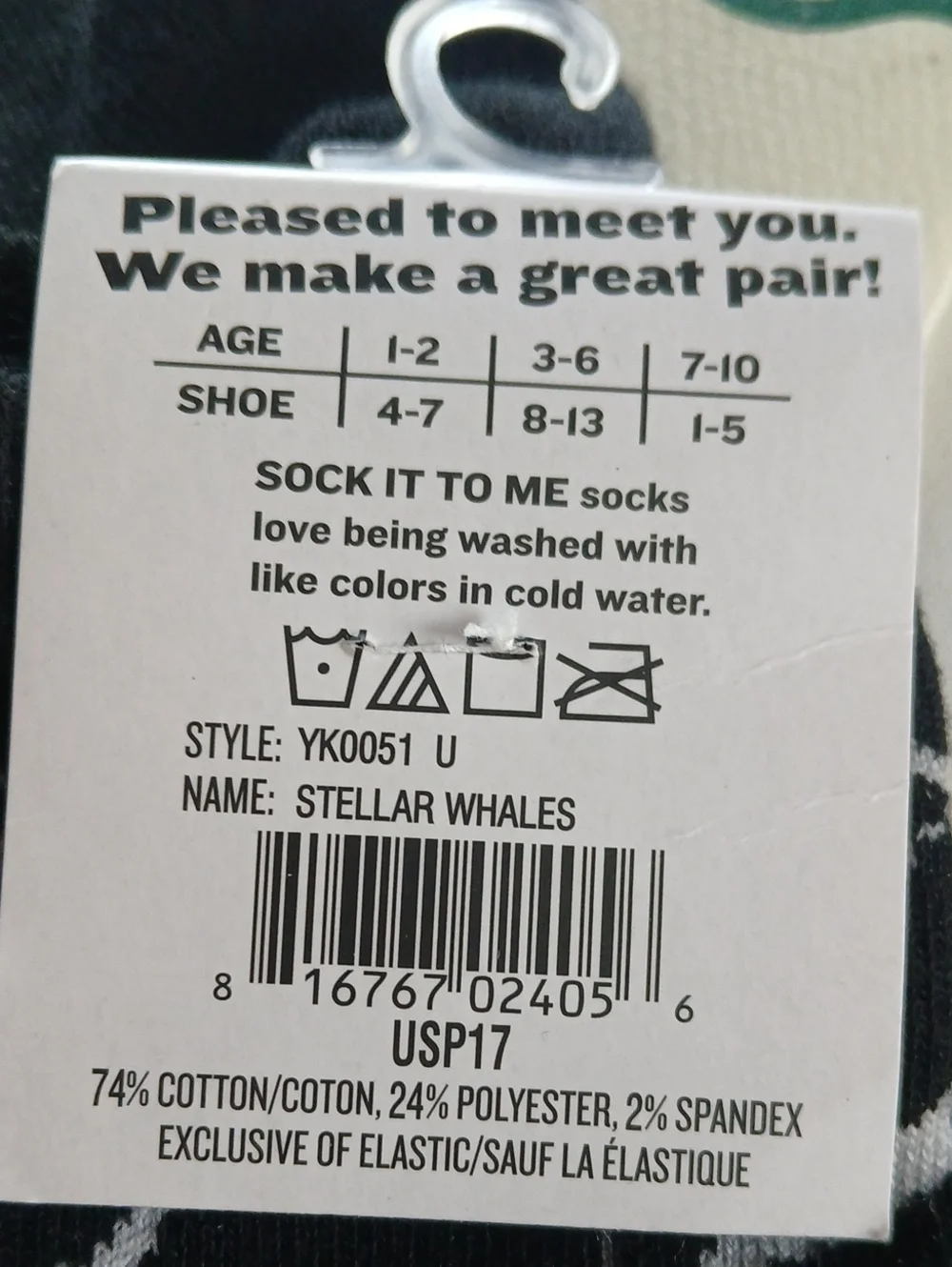 Sock It To Me- Kids Socks Stellar Whales & Stars Stretchy Knit Unisex Size